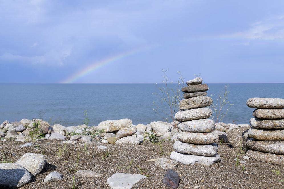 A rainbow over Lake Michigan